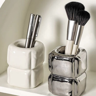 Cube Ceramic Brush Stand  Pen Holder