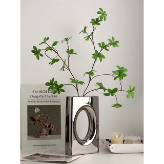 Metallic Silver Perforated Flower Vase