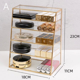 Gold Frame Clear Vertical Cosmetic Storage Rack