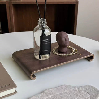 Simple Wood Accessory Tray Plate Brown