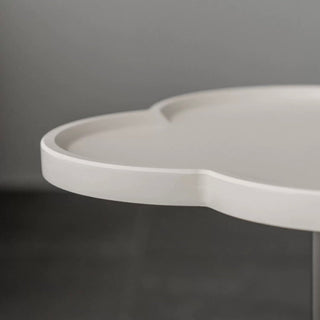 Silver Leg Clover Shaped Side Table White Compact