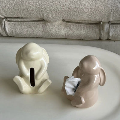 Rabbit Motif Ceramic Tissue Case