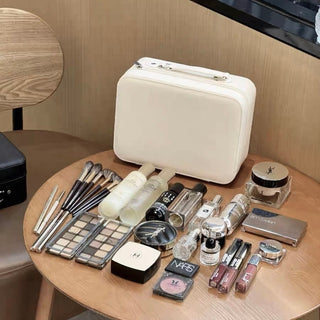 Mirror-equipped makeup box large capacity cosmetic storage pouchin  travel pouch