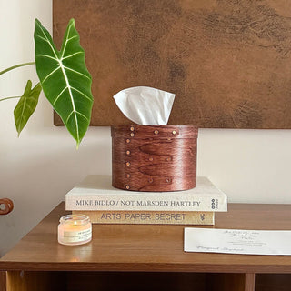 Shaker Box Natural Round Tissue Case  Wood