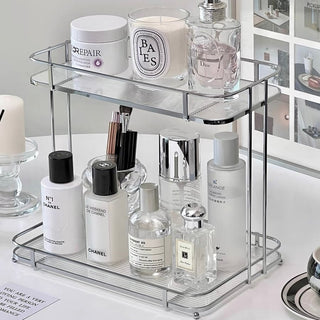 Clear Silver Stripe Pattern Cosmetic Storage Rack