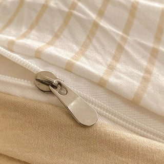 Beige pinstripe pattern duvet cover set bed cover all seasons year-round