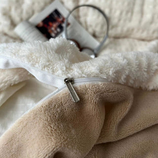 White Beige Thick Milk Fleece Winter Duvet Cover Set