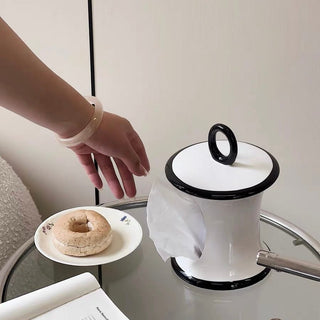 Two-tone ceramic stand tissue case