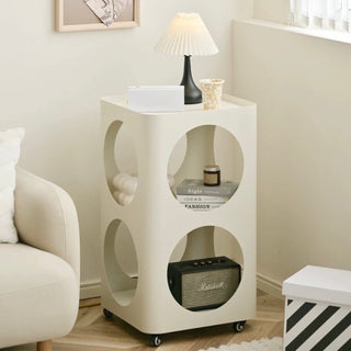Castered Three-Tier Iron Side Table with Holes