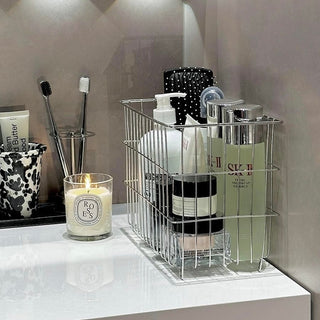 Stainless steel silver wire basket storage container cosmetic storage