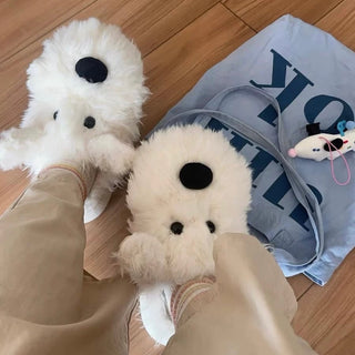 Puppy Fluffy Room Shoes   3 Sizes  Indoor Slippers  Terrier Dog