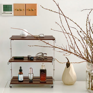 Folding Wood Three-Tier Storage Display Rack