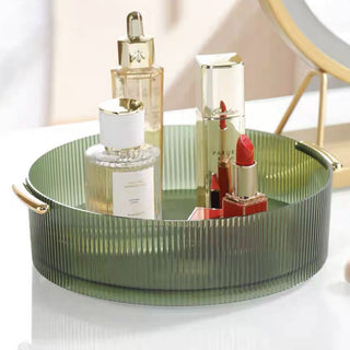 Striped Pattern 360 Degree Rotating Cosmetic Storage Tray