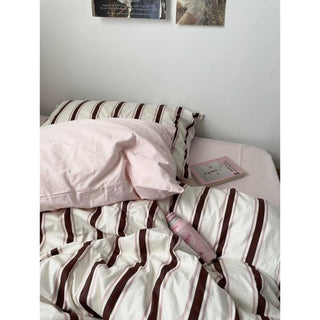 Pink Wide Stripe Duvet Cover Set