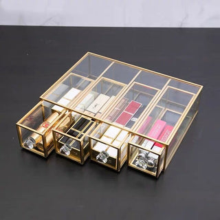 Gold Frame Clear Cosmetic Drawer Storage with 4 Drawers