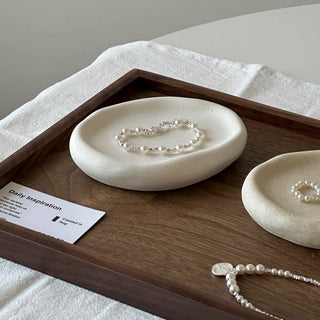 Plump Ceramic Oval Accessory Tray   Small Item Holder Plate Tray