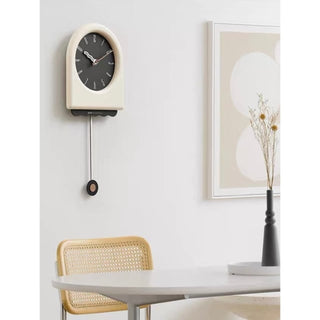 Monochrome Arch-shaped Clock Pendulum Clock  Wall Clock