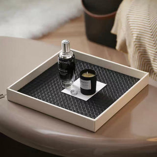 Monochrome Square Woven Leather Tray