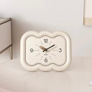 Cream Color Chubby Horizontal Wave Clock Table Clock