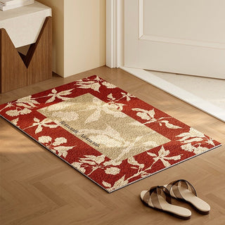 Red Leaf Pattern Entrance Mat 50x80 Mud Removal Mat