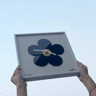 Flower motif square wall clock flower