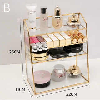Gold Frame Clear Vertical Cosmetic Storage Rack