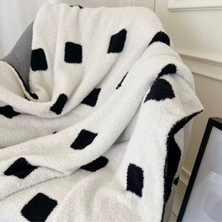 Monochrome Square Pattern Soft Blanket 120x160 Lap Blanket