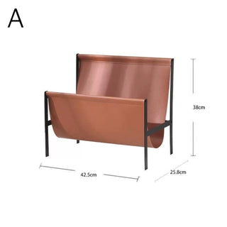 PU Leather Black Frame Magazine Rack  Storage