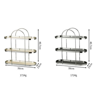 Silver Arch Frame Oval Three-Tier Storage Rack  Perfume Storage