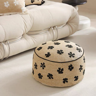 Straw material Flower Bead Cushion Pouf  Chair