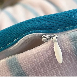 Blue Stripe Piping Thick Milk Fleece Winter Duvet Cover Set