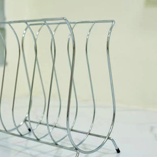 Iron Legged Wire Wave Magazine Rack Storage Silver