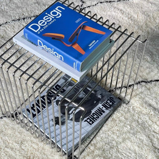 Silver Metal Storage Rack Side Table Magazine Rack Wire Cube