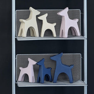 Deer motif wooden object set of 2  dog