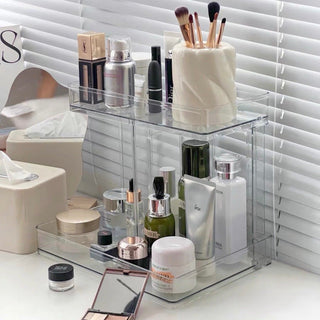 Rectangular Simple Tabletop Two-Tier Cosmetic Storage Rack