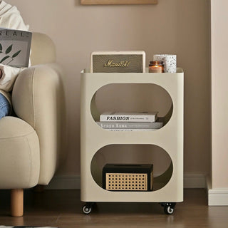 Castered Iron Open Storage Tier Side Table  Wagon Rack