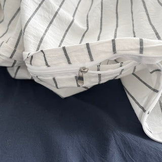 Navy Gray Stripe Duvet Cover Set