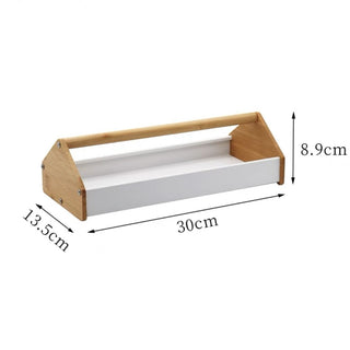 Bamboo Handle Storage Tray  House Motif