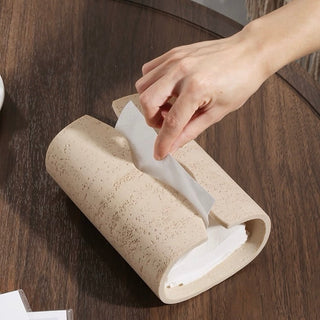 Travertine-style tissue casein  resin tissue box
