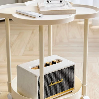 Caster-equipped Clover-shaped Two-tier Side Table