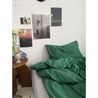 Green and Blue Stripe Duvet Cover Set