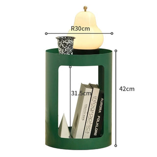 Iron Round Open Storage Cylindrical Side Table