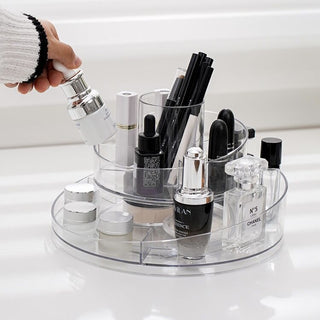 360 Degree Rotating Clear Round Cosmetic Storage Tray