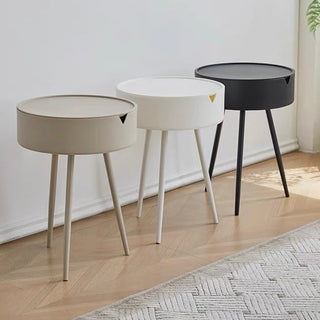 Storage-equipped Simple Round Side Table   in