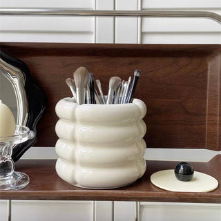 Ceramic storage box with lid brush standin .