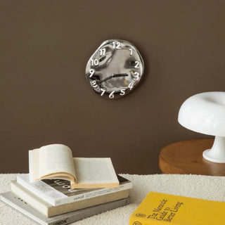 Silver Ceramic 3D Dial Round Clock  Wall Clock