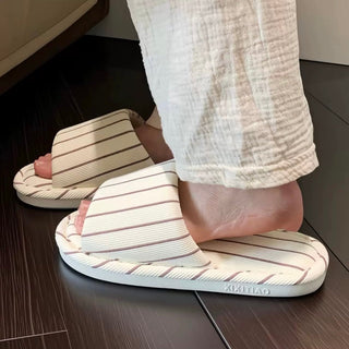 Striped Open Toe Soft Room Shoes  Indoor Slippers