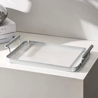 Metallic Clear Stripe Pattern Tray  Storage