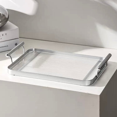 Metallic Clear Stripe Pattern Tray  Storage