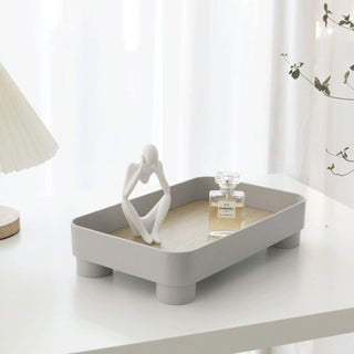 Wood grain print rectangular accessory trayin  small item holder.